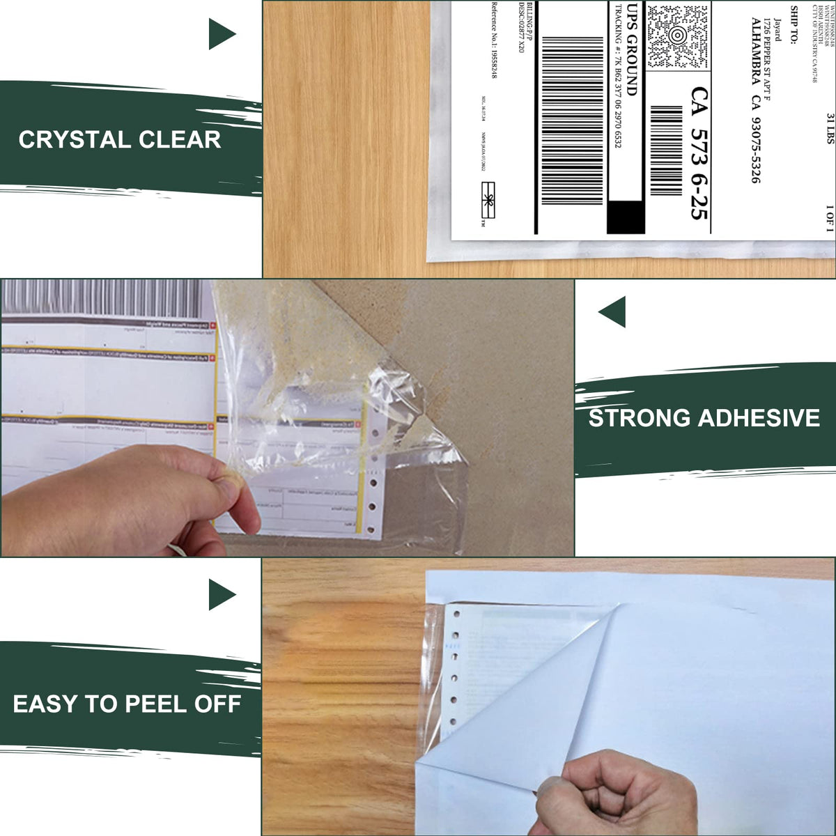Packing List Pouches, Shipping Label Envelopes Clear Adhesive Top Loading Packing List (6" x 9" - 100 Pcs)