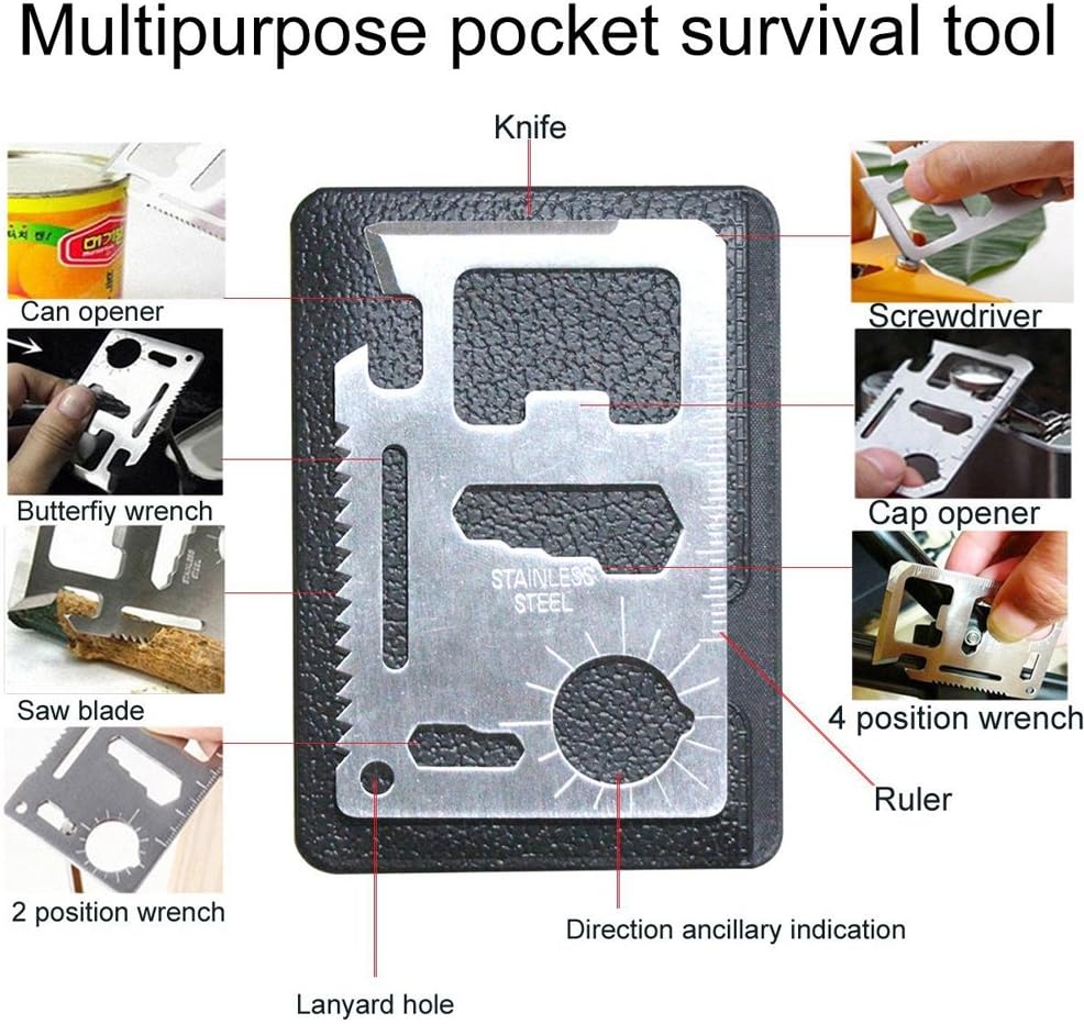 Outdoor Survival Kit 7 in 1,Mini Emergency Survival Gear Small Camping Equipment Pocket Tool Gadgets Stocking