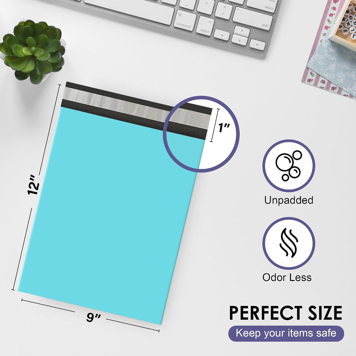 Teal Poly Mailers 9x12, Self Seal Shipping & Mailing Bags, 1000 Pack Bulk