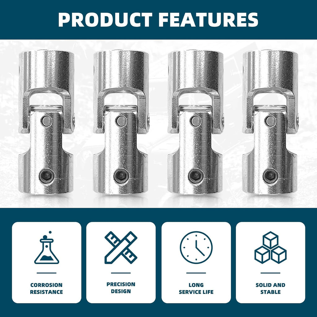 4 Pcs 8mm to 8mm Universal Joint Shaft Coupling