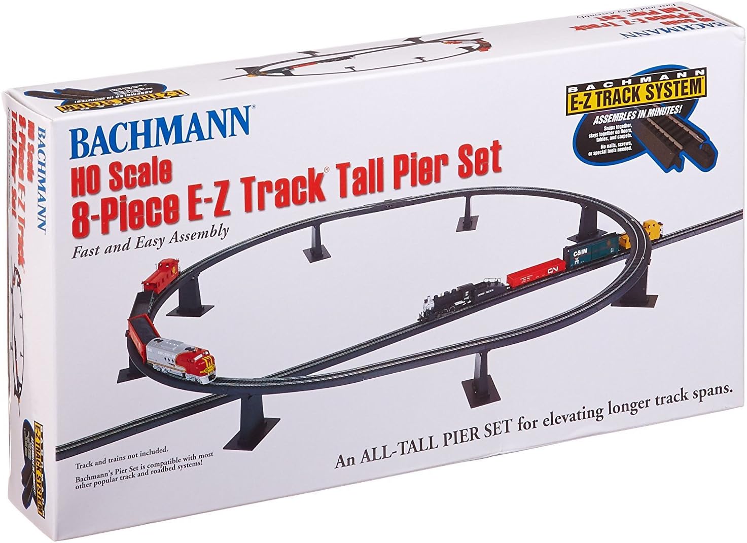 Trains 8 PC. E-Z TRACK TALL PIER SET - HO Scale