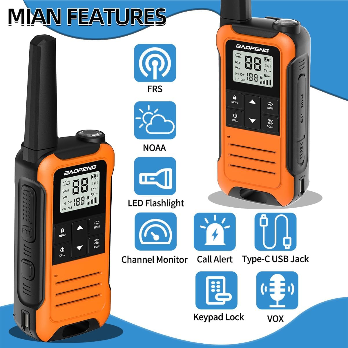 Walkie Talkies Long Range for Adult, 4Pack Rechargeable Baofeng Walkie Talkie F22 FRS Two Way Radio 1400mAh Li-ion