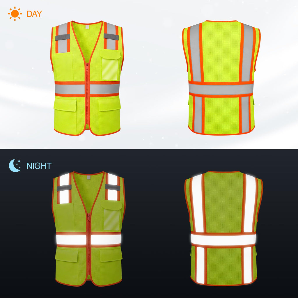 High Visibility Safety Vest with Reflective Strips and Pockets