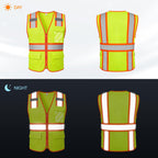 High Visibility Safety Vest with Reflective Strips and Pockets