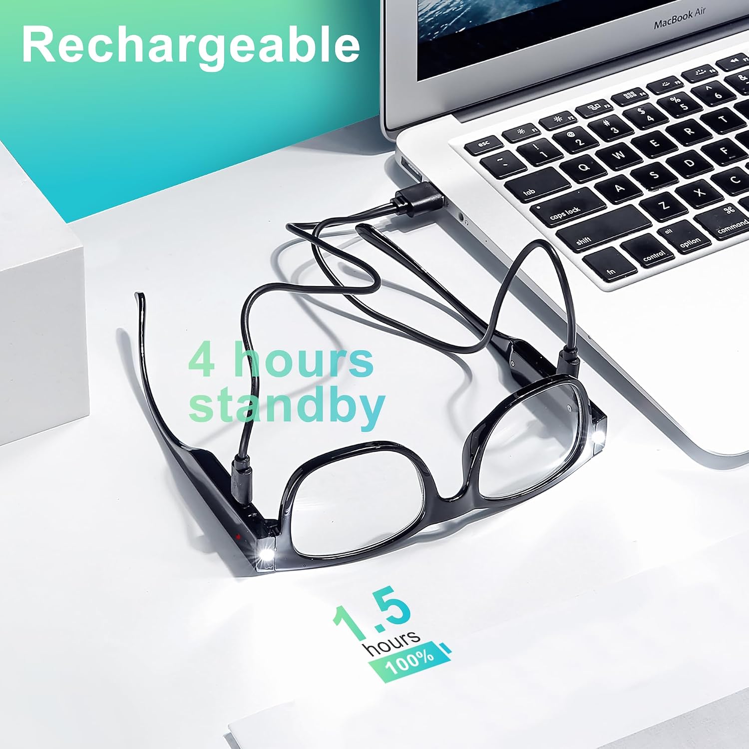 Reading Glasses Lighted Rechargeable Bright LED Readers with Lights Eyewear Clear Vision Unisex