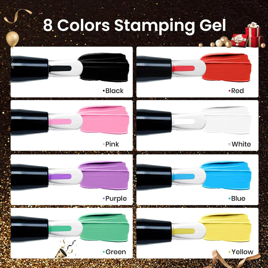 Beetles Nail Stamp Gel 16Pcs French Tip Nail Stamp Kit