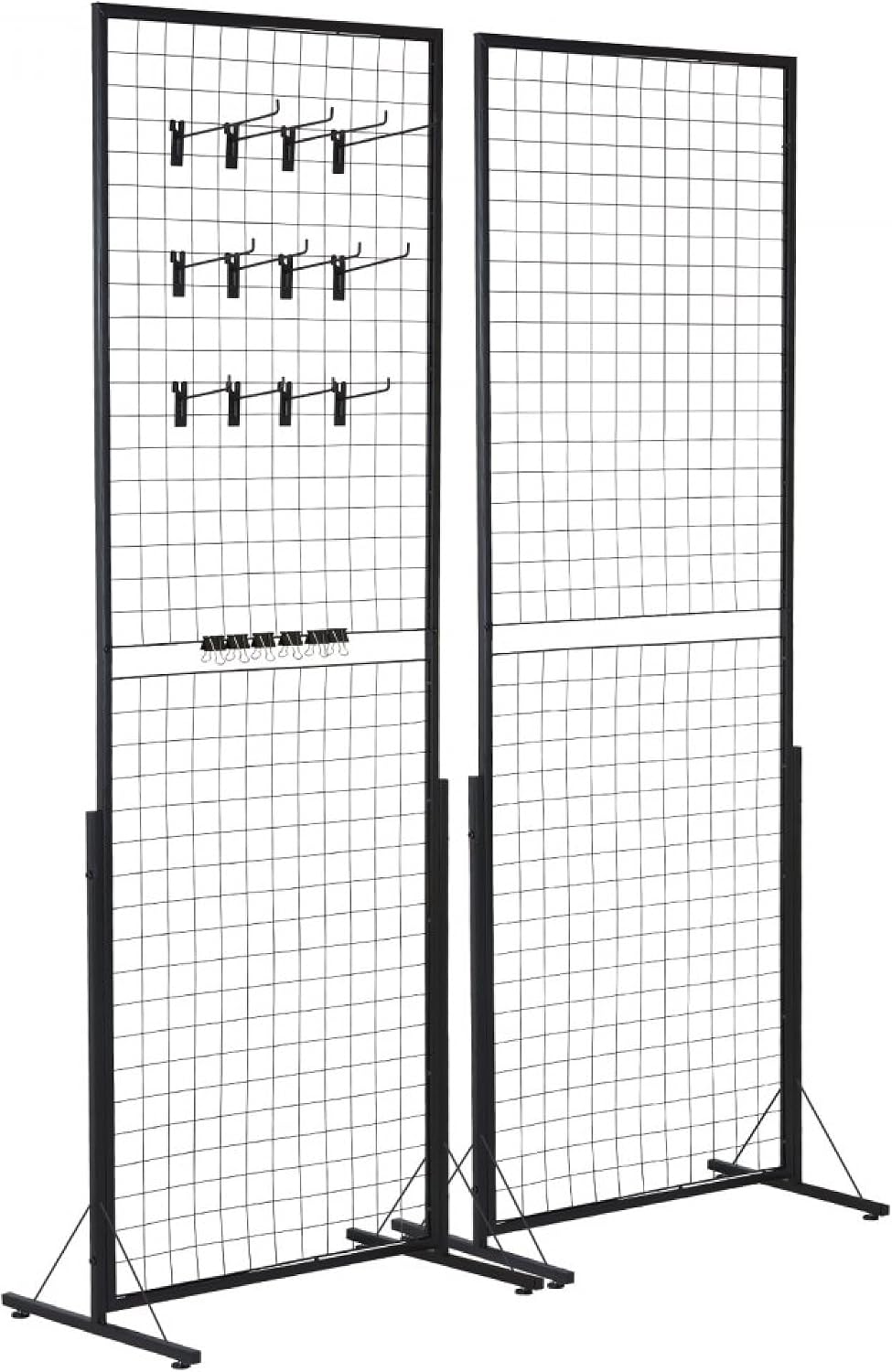 2 Packs Grid Wall Panels Tower 2' x 5.6' Double Side Wire Gridwall Display Racks with T-Base for Craft Shows Retail