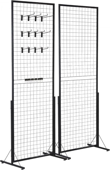 2 Packs Grid Wall Panels Tower 2' x 5.6' Double Side Wire Gridwall Display Racks with T-Base for Craft Shows Retail