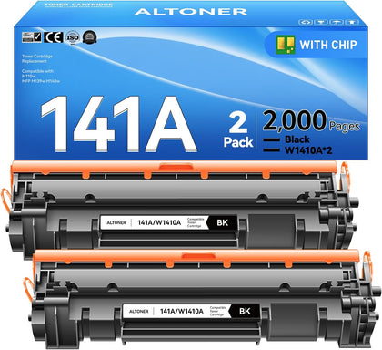 141A Toner Cartridge 2-Pack 141A W1410A Black (with Latest Chip) – High-Capacity Replacement Compatible for HP Laser