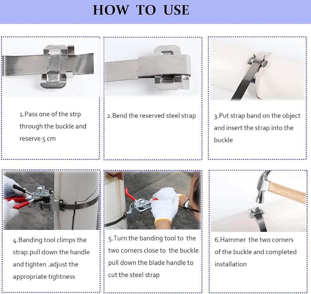 Metal Strapping Tool Kit Steel Banding Ratchet Tensioner Cutter