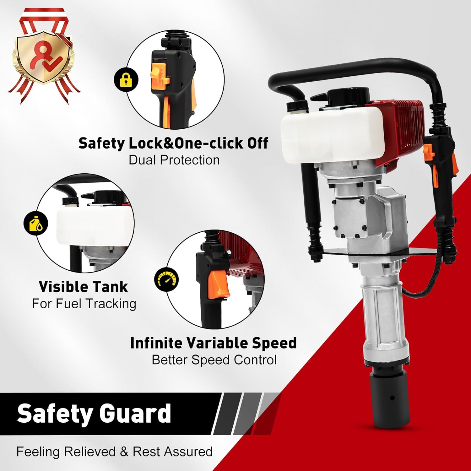 T Post Driver, Post Pounder, 52CC 2-Stroke Gas Powered Fence Post Driver, 2.5HP Heavy Duty Gasoline Post Hammer with