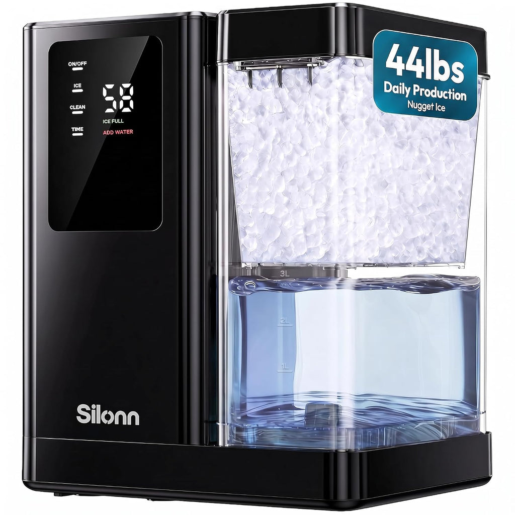 Nugget Ice Maker 44lbs/24H with 3L Removable Tank and 12H Timer