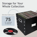 Vinyl Record Storage Box, 12 In, 2-Pack, Holds 75 Albums