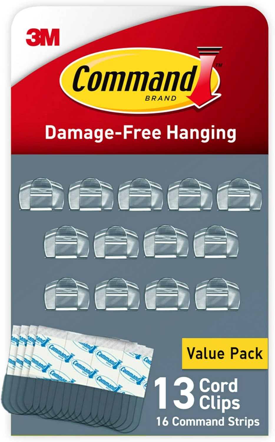 Command Round Cord Clips, Damage-Free Hanging Cable Clips, No Tools Wall Clips for Hanging Electrical Cables of