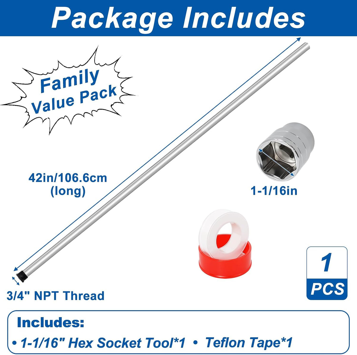 42" Magnesium Anode Rod Compatible with Rheem and A. O. Smith Water Heaters