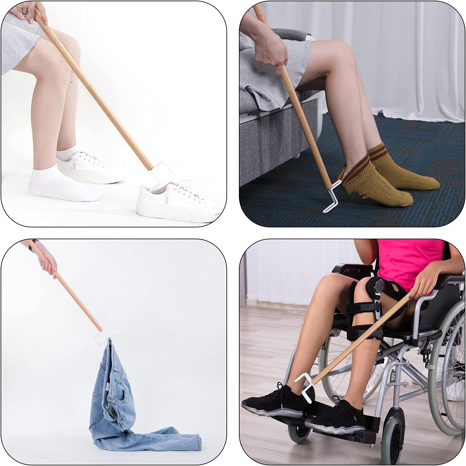 27" Dressing Stick, Sock Remover Tool, Independent Living Aid, Dressing Aids for Shoes, Socks, Shirts, and Pants