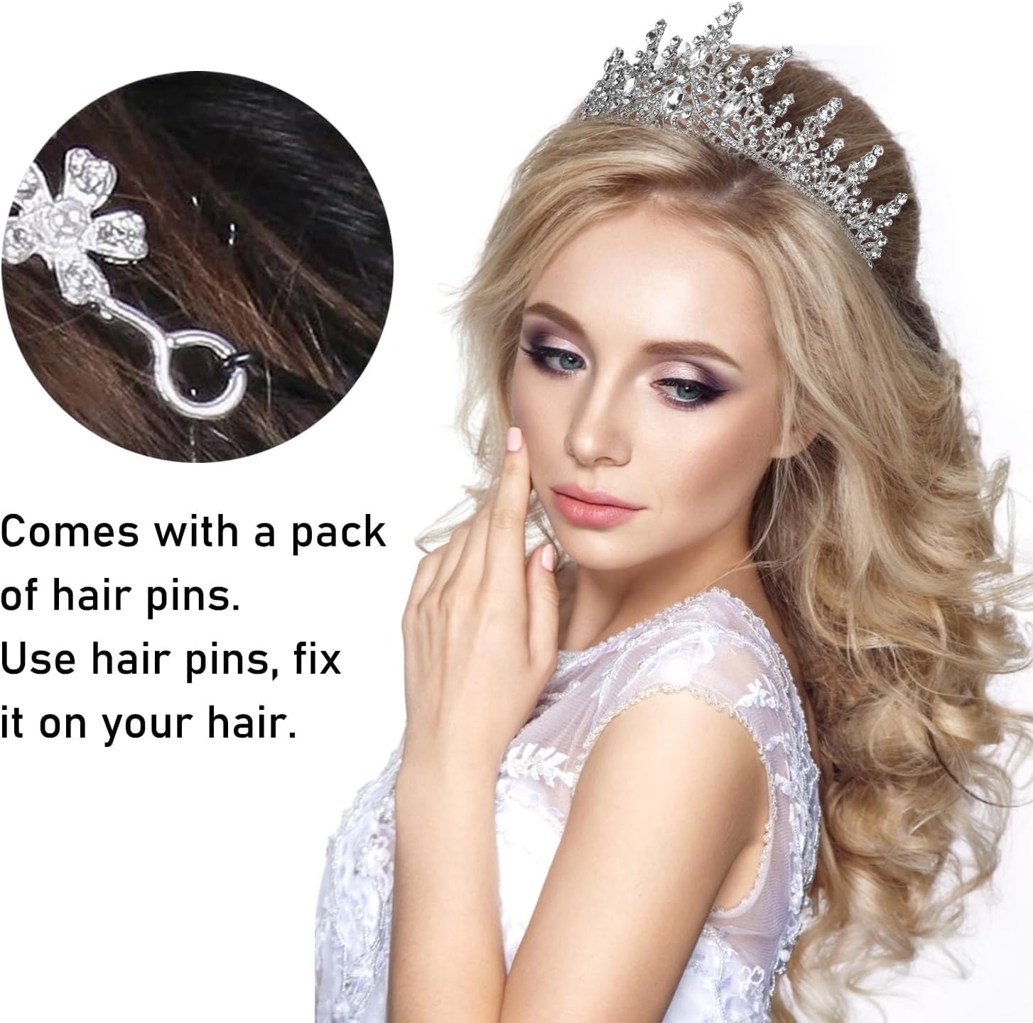 Birthday Queen Sash for Women, Tiara and Rhinestone Headband Set, Glitter Crown Hair Accessories for Girls Party