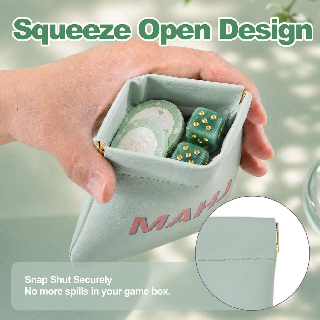 Natural Green Aventurine Mahjong Dice Set with MAHJ Bag