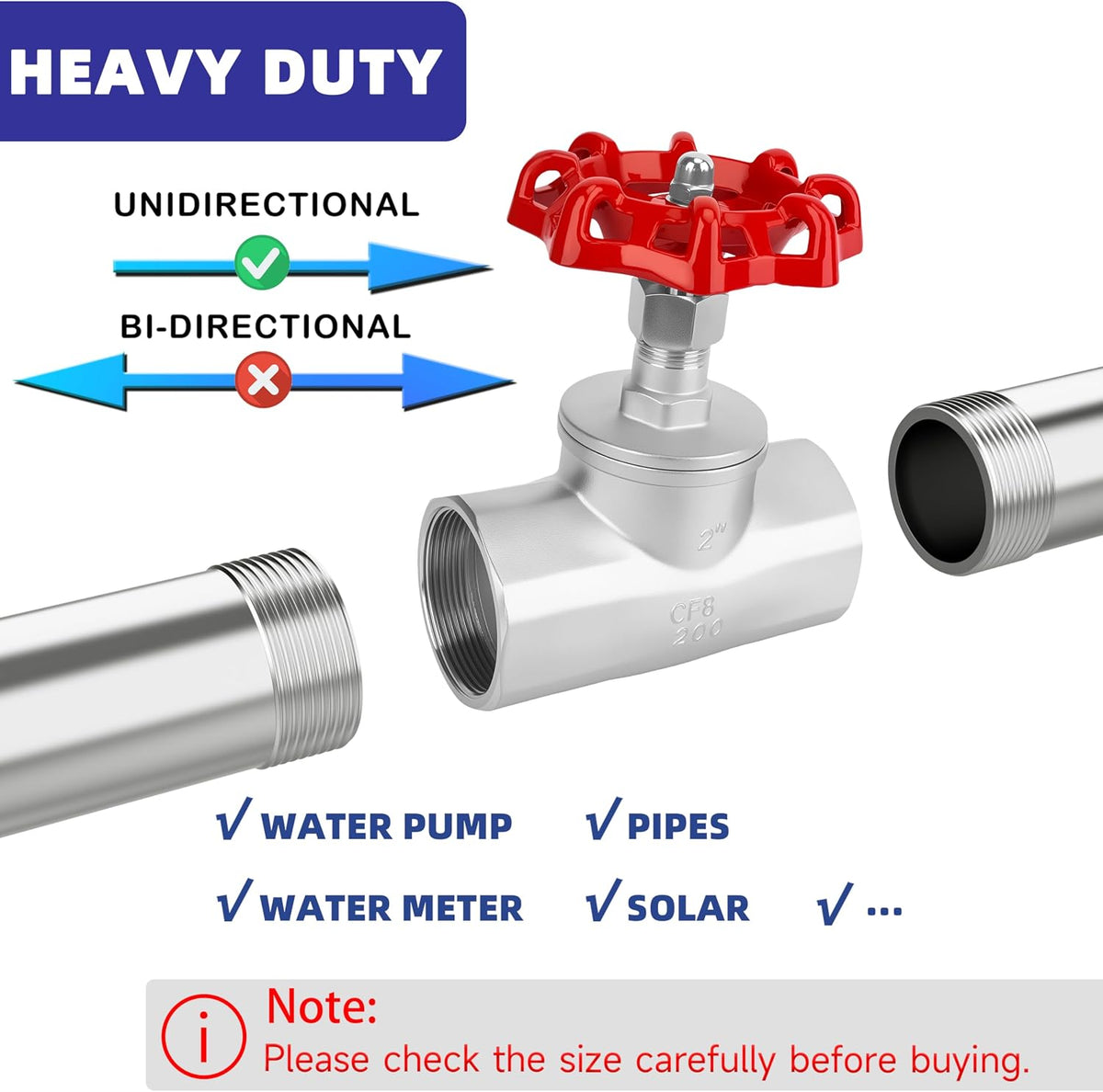 1-1/2" NPT B-Type Straight Pattern Globe Valve Stainless Female Thread DN40