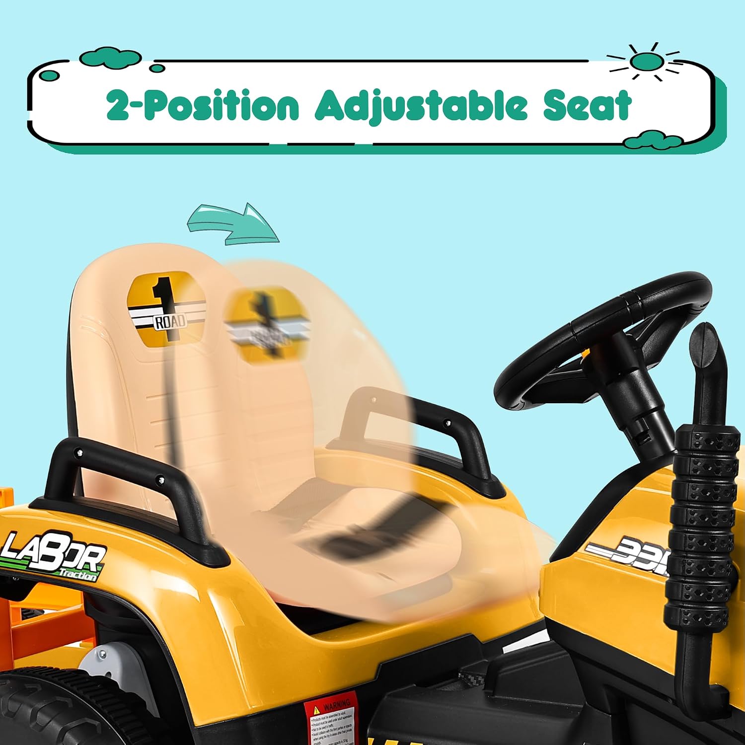 Ride On Tractor with Tiltable Trailer, 12V Battery Powered Ride On Toy w/Parent Remote Control, Music Player &