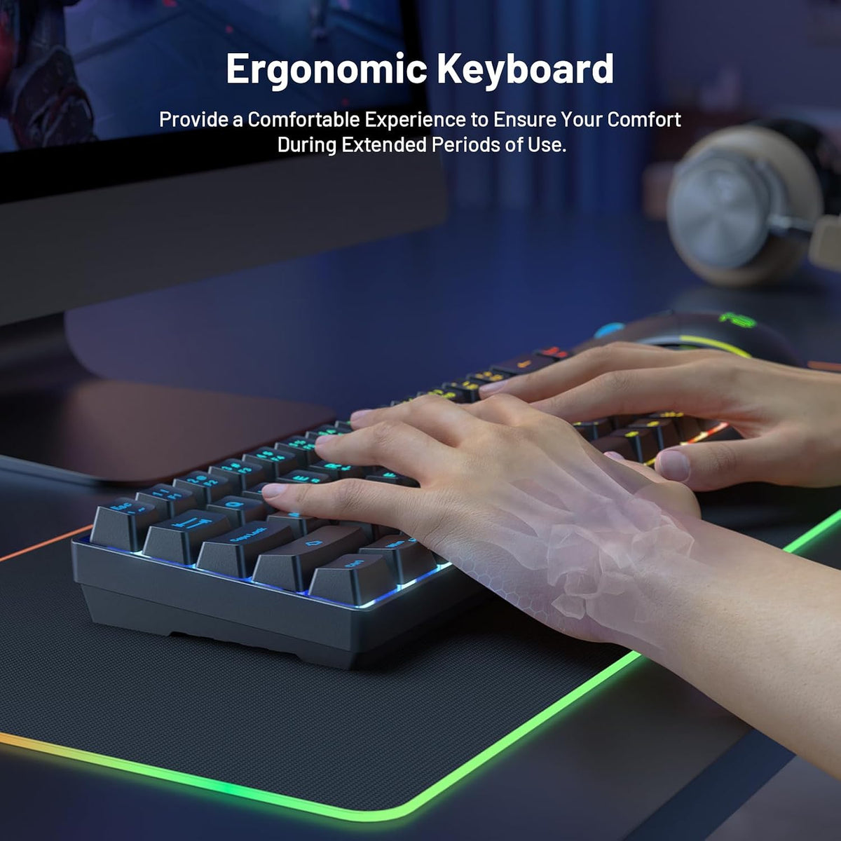 60% Wireless Gaming Keyboard and Mouse Combo, Black