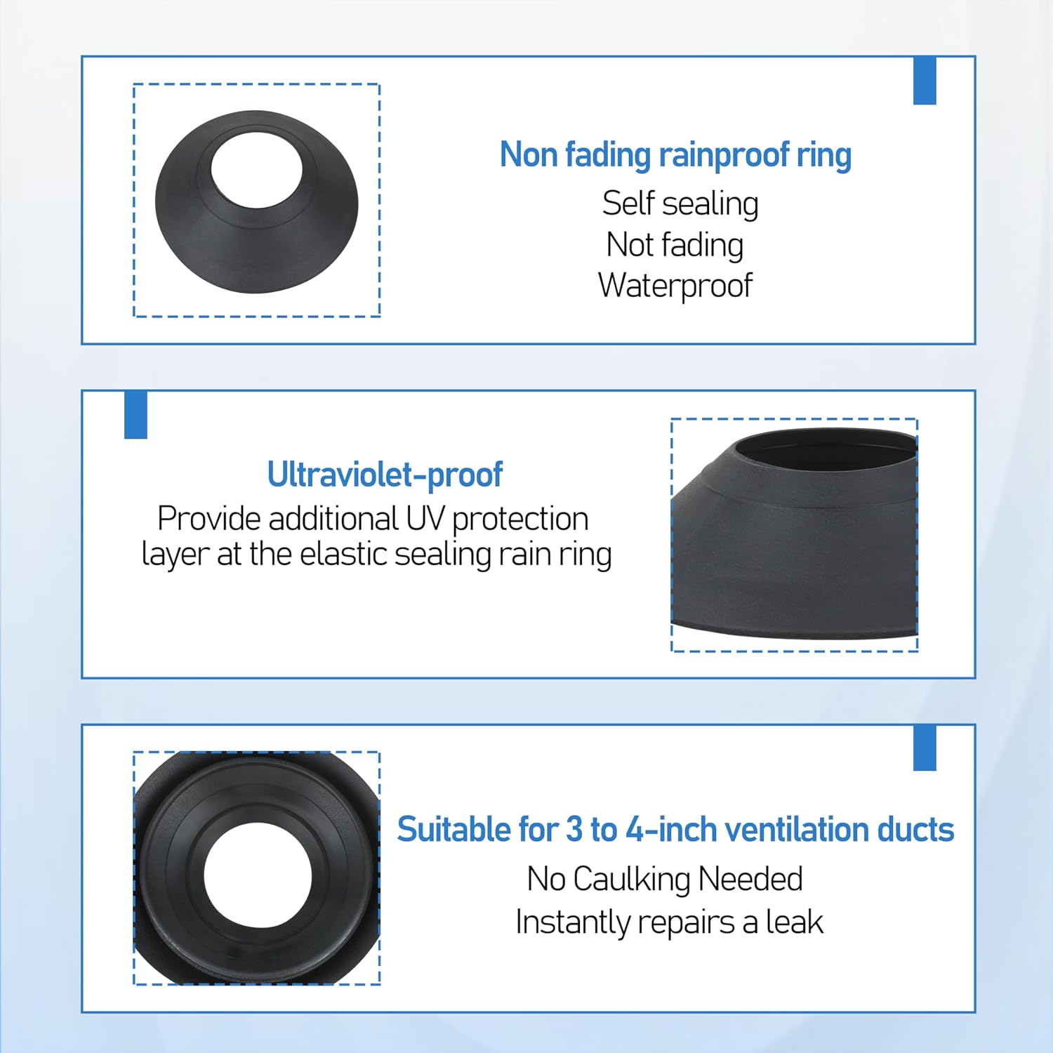 14137 3"-4" Rain Collars for No-Calk Roof Flashing 3"-4" Roof Vent Boot 2ps