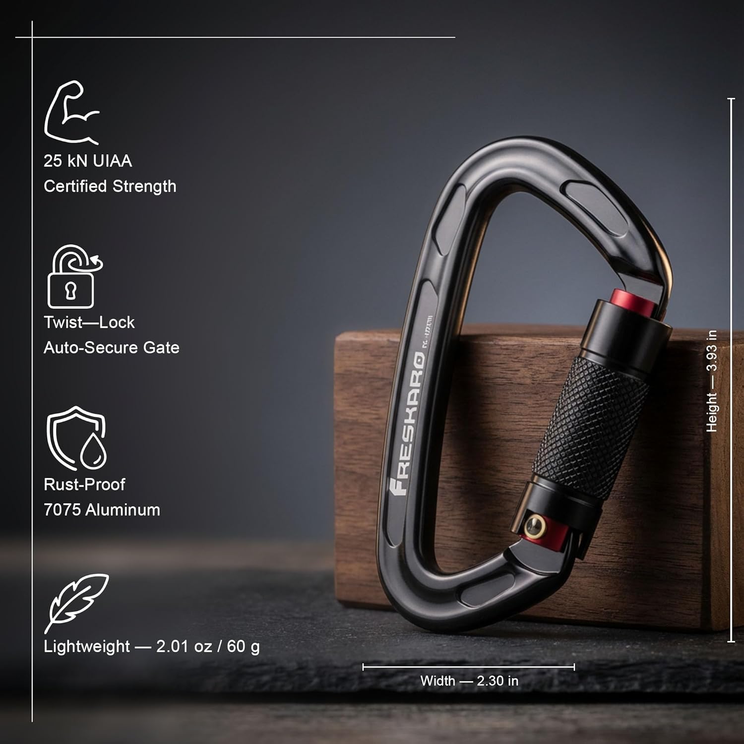 UIAA Certified 25KN Auto Locking Climbing Carabiner Clips, Twist Lock, and Heavy Duty Carabiners for Rock Climbing