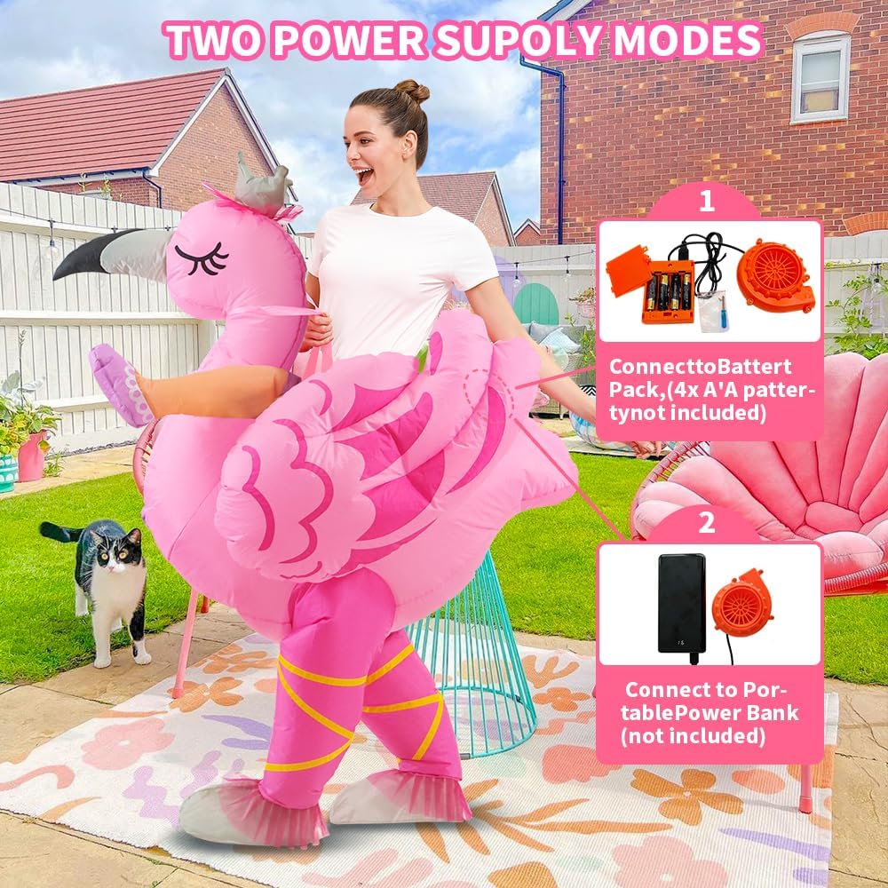 Inflatable Flamingo Costume Adult, Inflatable Costumes Women, Pink Flamingo Funny Suit Blow Up Costume for Adults