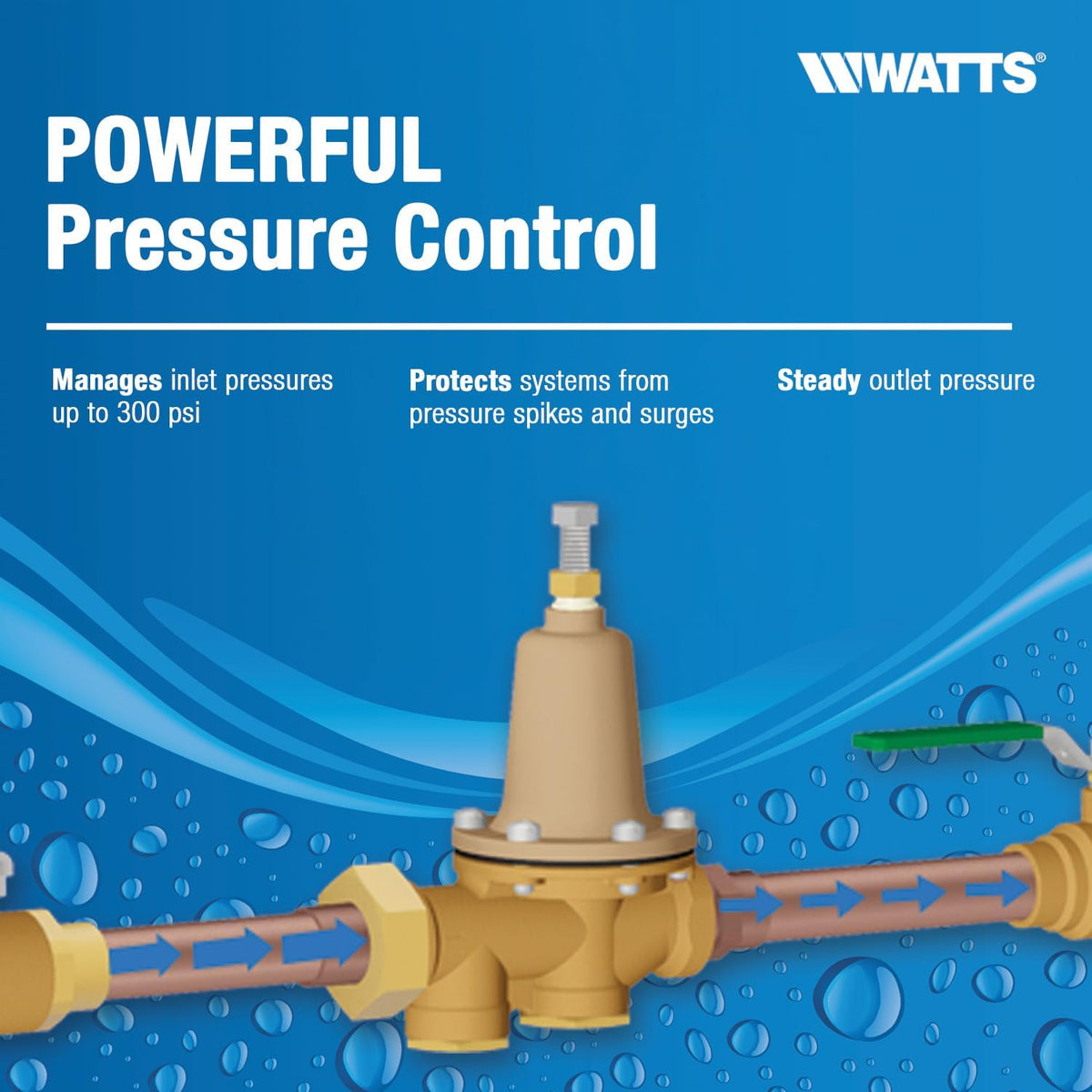 Watts TB1156F Bronze Water Feed Regulator 1/2" Union Threaded Inlet