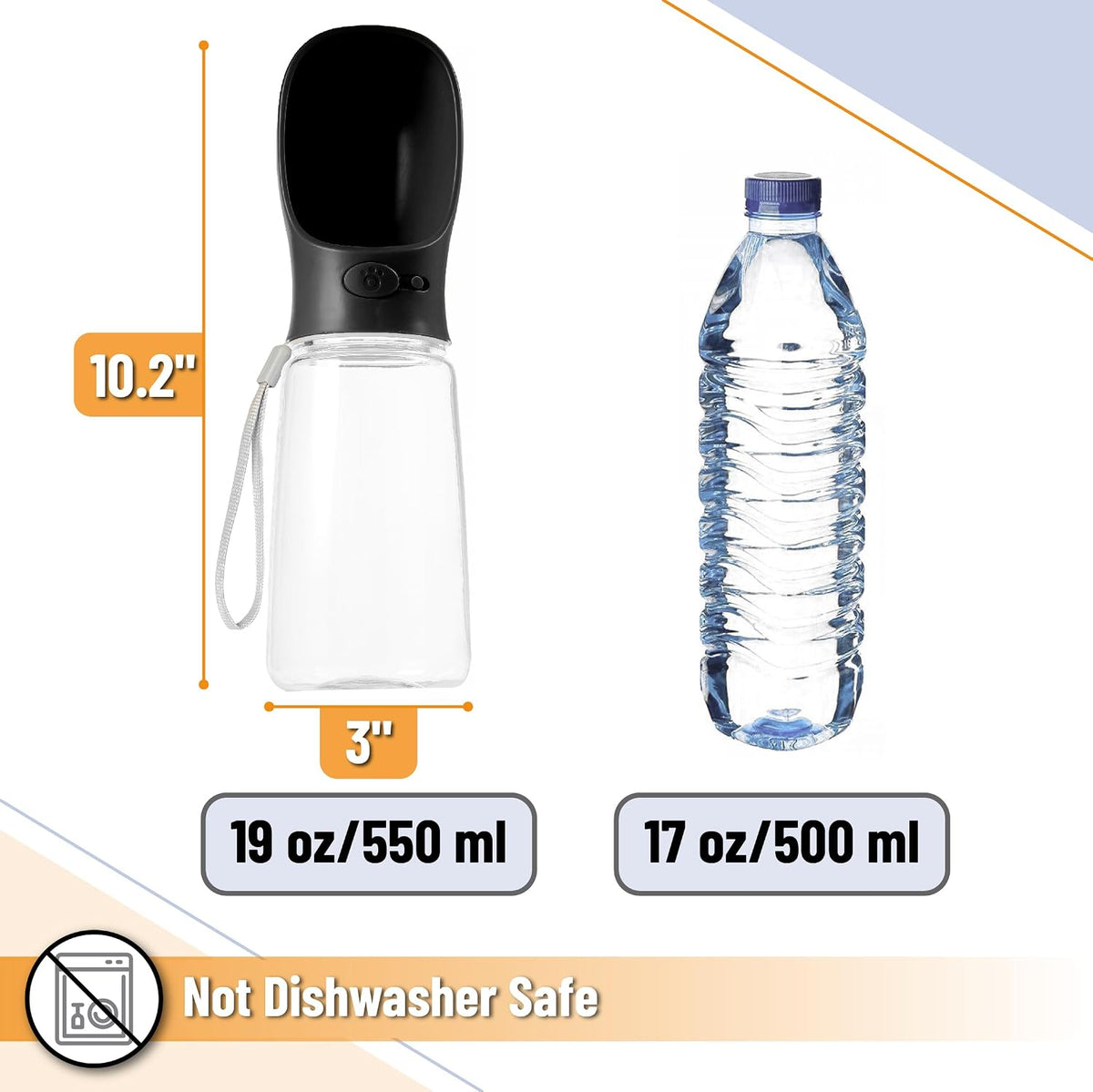 Portable Dog Water Bottle, 19 oz, Large