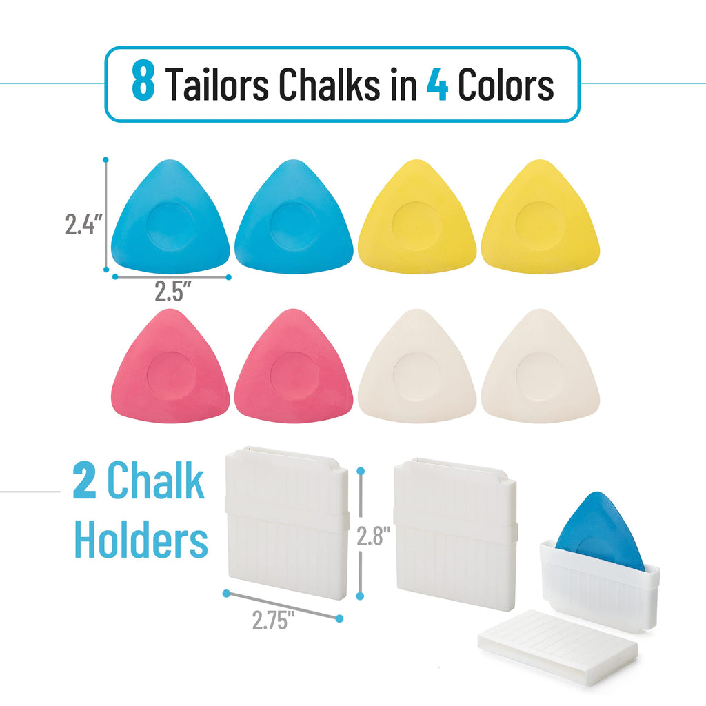 Tailors Chalk, 8pcs Tailor Chalk with 2 Holders Set, Washable