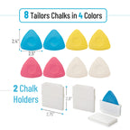 Tailors Chalk, 8pcs Tailor Chalk with 2 Holders Set, Washable