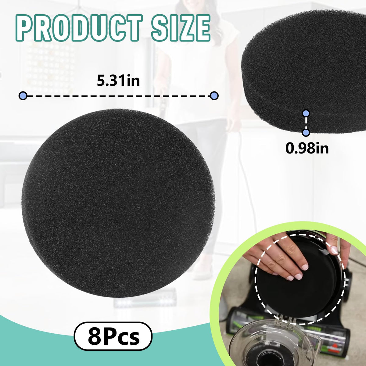 8 Pcs 1608225 Premotor Filter Compatible with Bissell