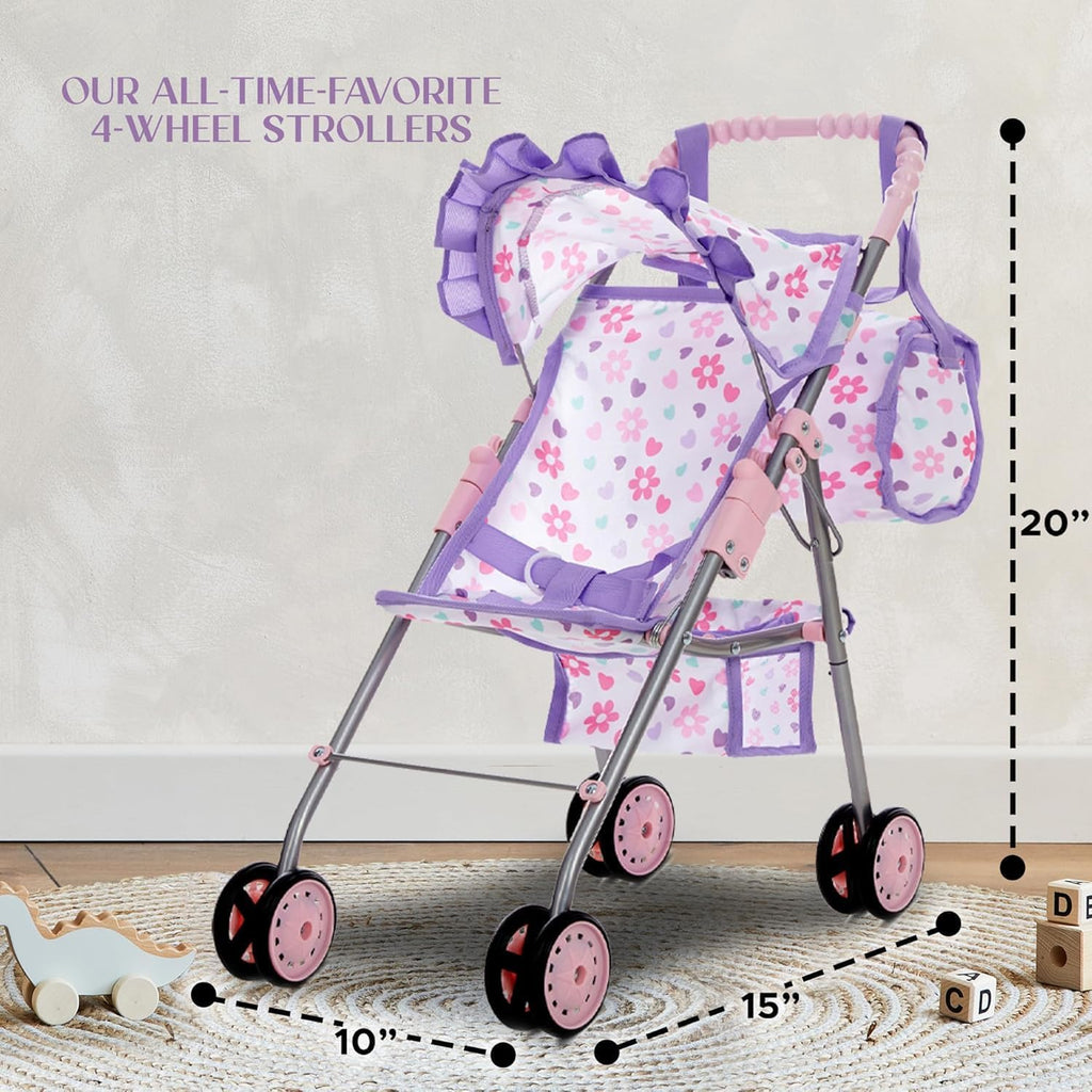 Baby Doll Stroller Bed and Swing Nursery Playset, Baby Doll Accessories Furniture Set Convertible High Chair Diaper