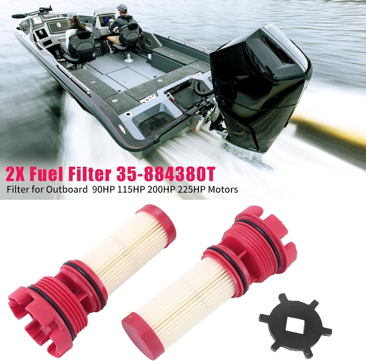 2Pcs Fuel Filter w/Removal Tool for Mercury Optimax Verado Outboard