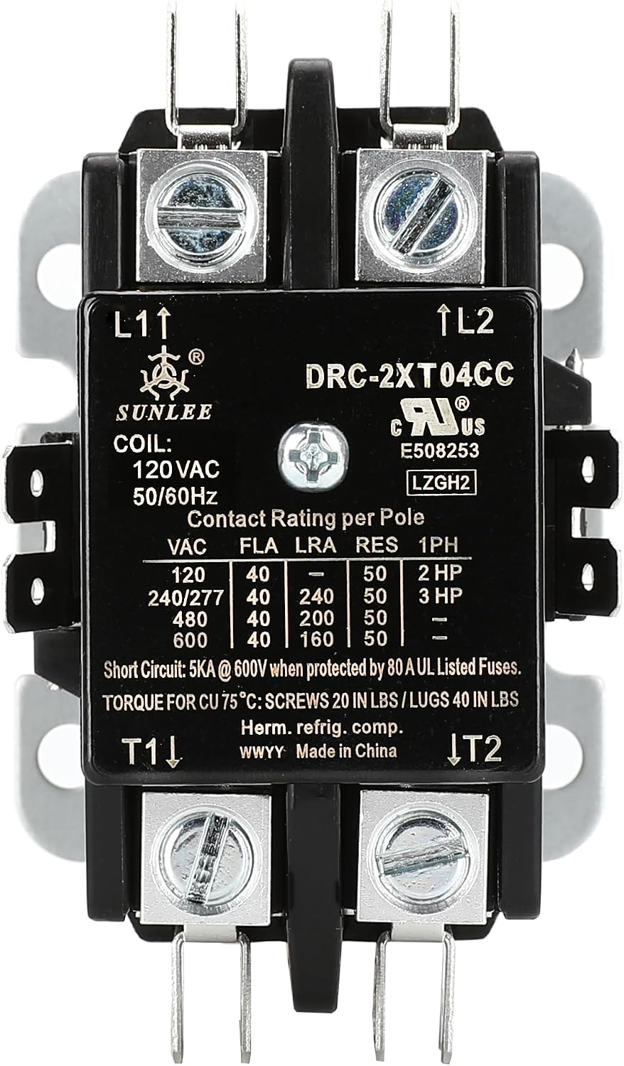 2 Pole 40 Amp contactor 120v Coil UL 2 Pole Lighting Load 50 AMP Contactor Equivalent to 42CF15AF for Condenser