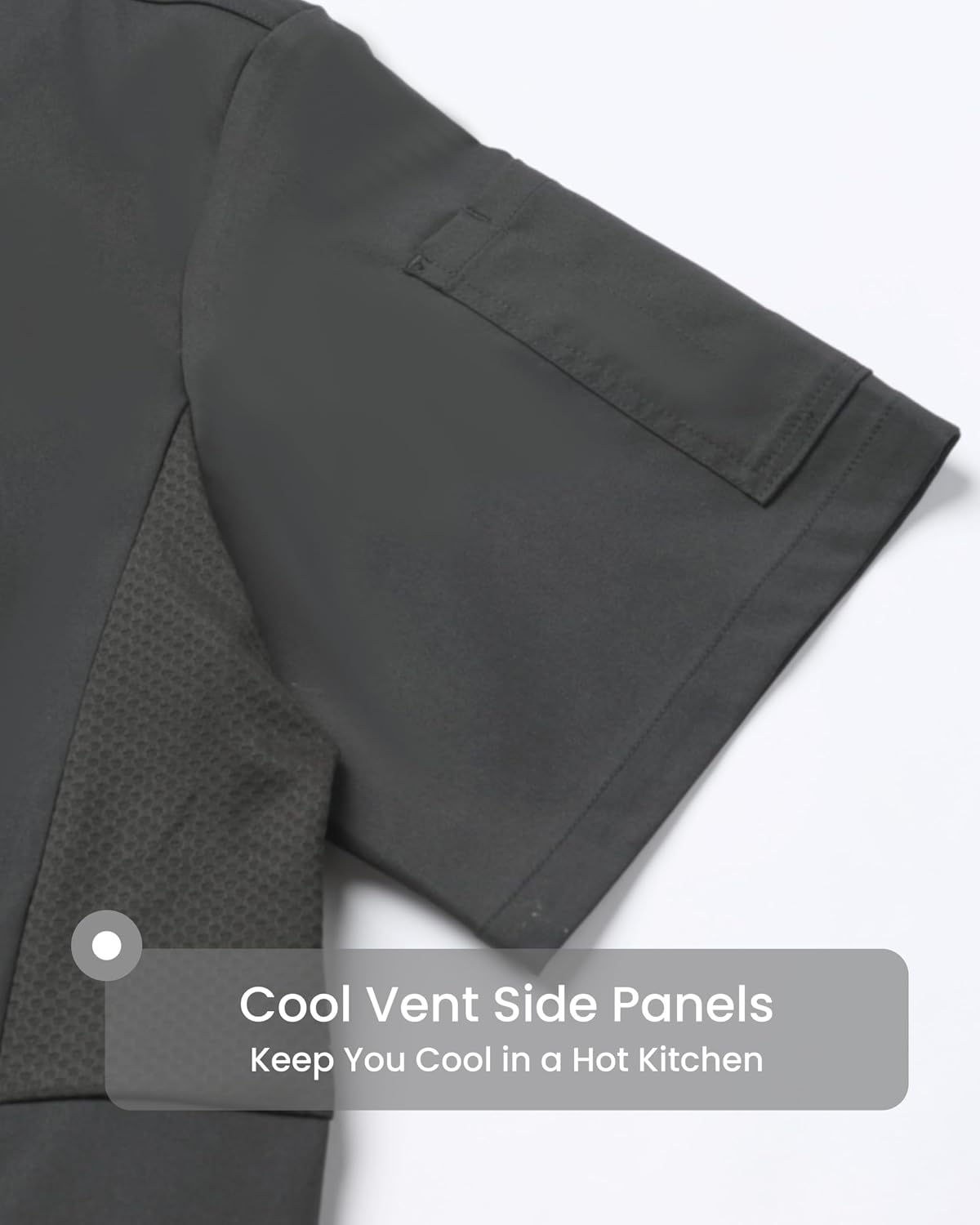 Chef Coat Men with Short Sleeve & Breathable Mesh, Castor