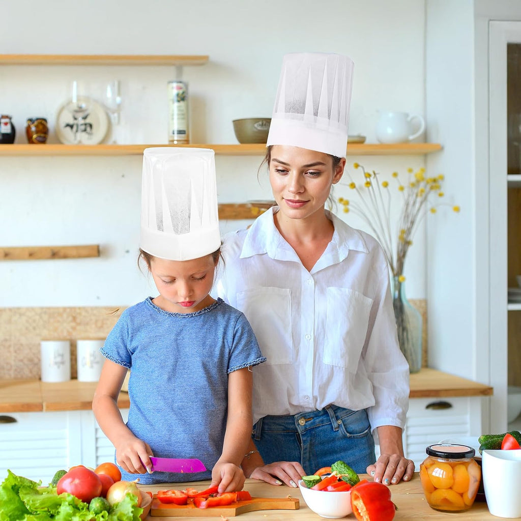 Disposable Chef Hats 50 Pack Non Woven Baker Hats DIY Blank Chef Cap White