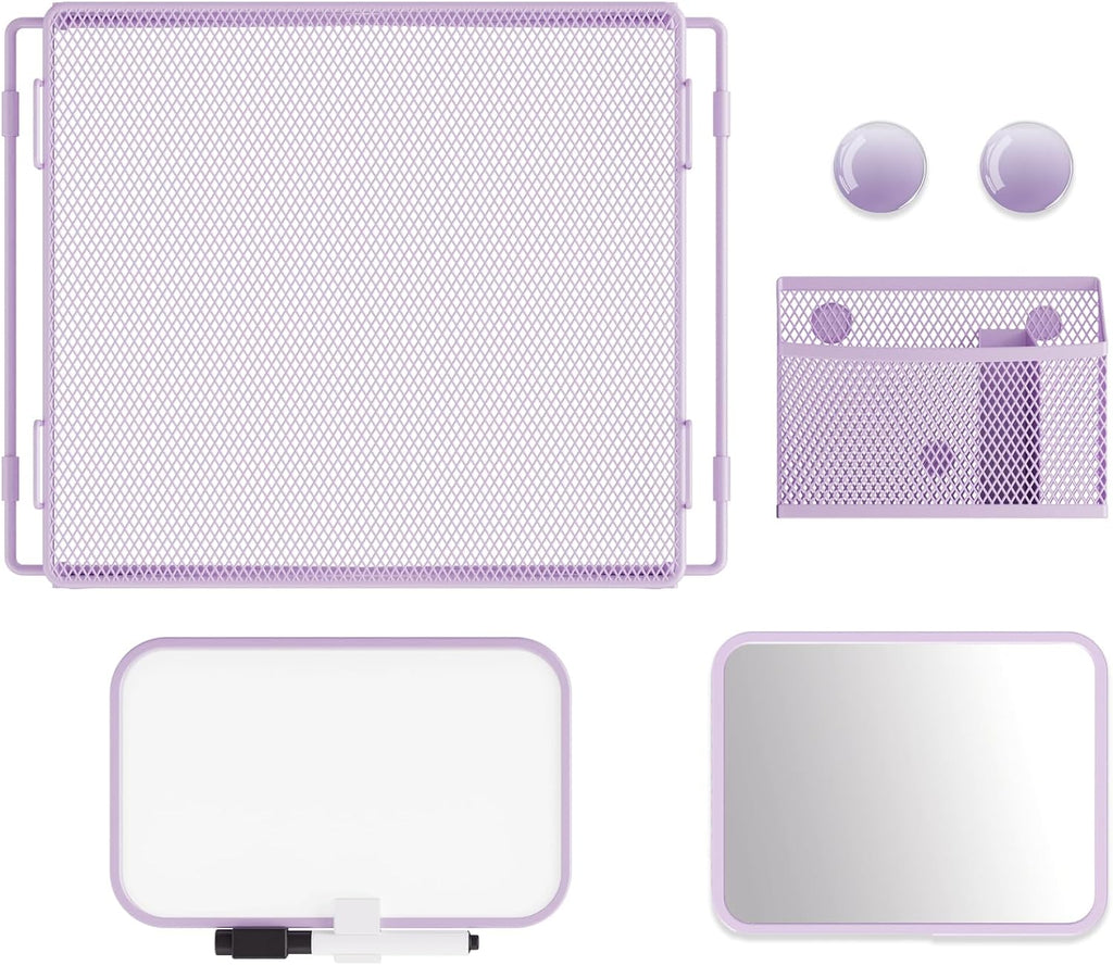 Locker Accessories with Locker Shelf, Magnetic Mirror, Magnetic Pen Holder, Magnetic Small Whiteboard, Back to School