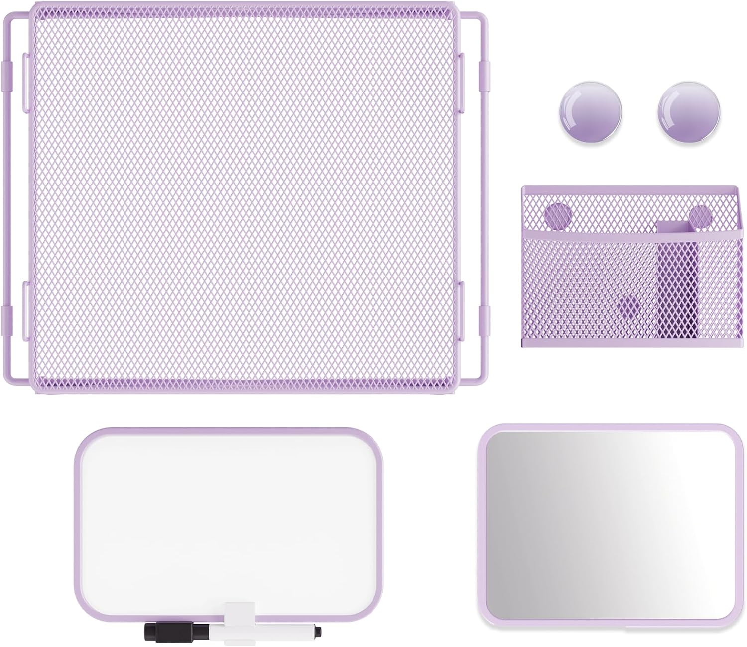 Locker Accessories with Locker Shelf, Magnetic Mirror, Magnetic Pen Holder, Magnetic Small Whiteboard, Back to School