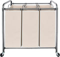 Laundry Sorter 3 Section, 3 Bag Clothes Hamper, Rolling Laundry Cart Basket with Heavy Duty Lockable Wheels and
