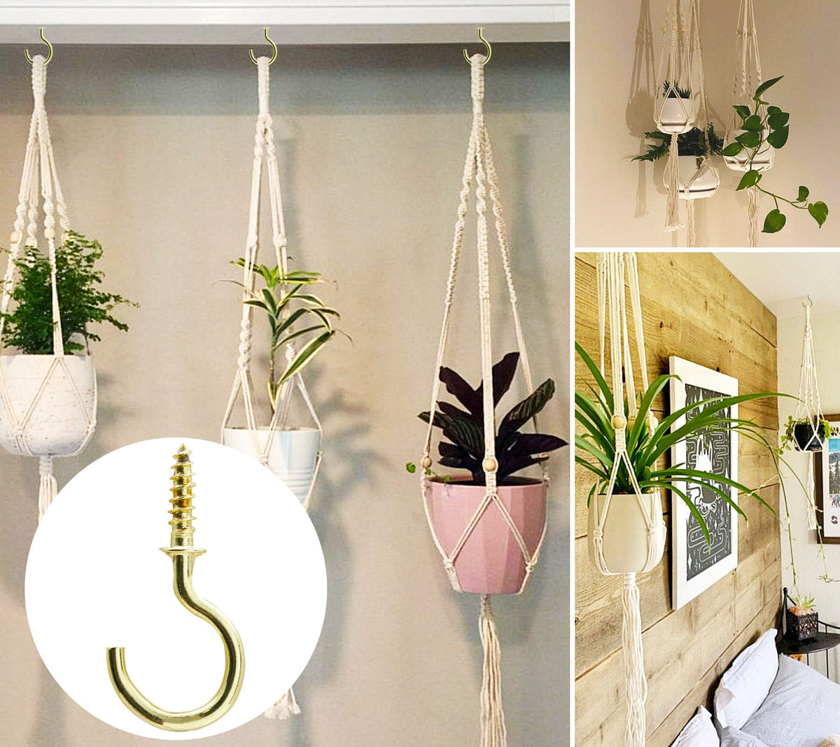 3/4" Ceiling Cup Hooks, Gold, 100 Pcs