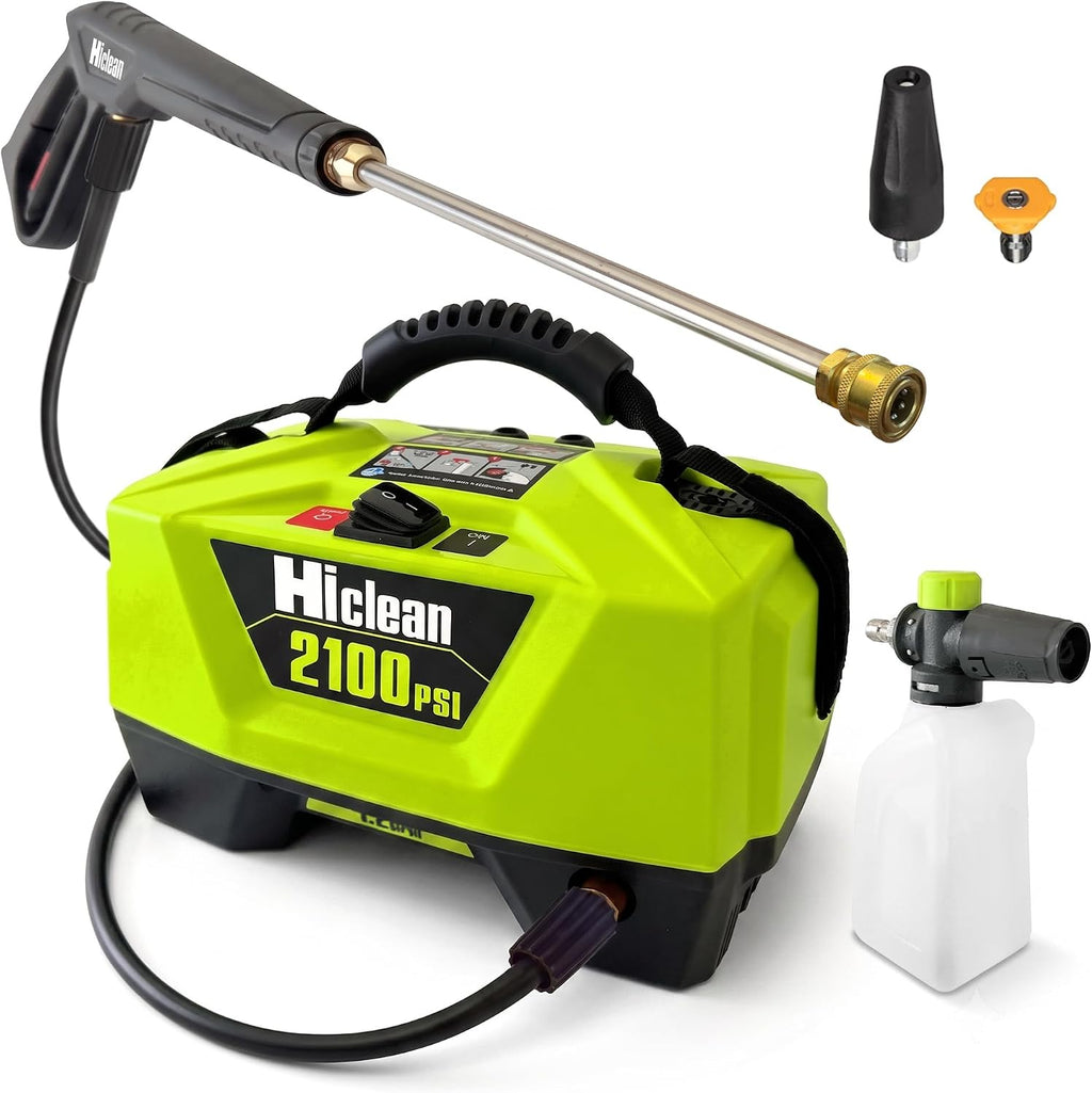 Electric Pressure Washer 2100 PSI, Green | Portable Power Washer, Car Detailing, Patios, Fences & Outdoor Cleaning