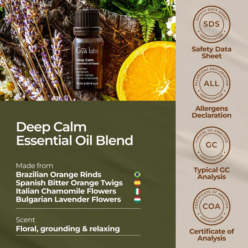 Deep Calm Essential Oil Blend for Relaxation & Emotional Balance - 0.34 fl oz - Calm Aromatherapy Oils for Diffusers