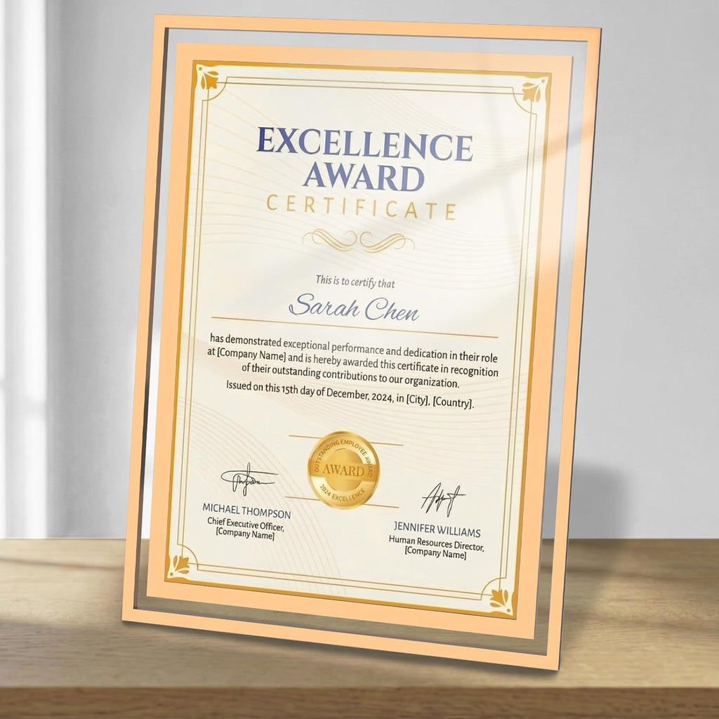 Trophy Award,Certificate Frame,Crystal Award Frames, 1 PCS | Employee of the Month Plaque, Holds A4 Diploma