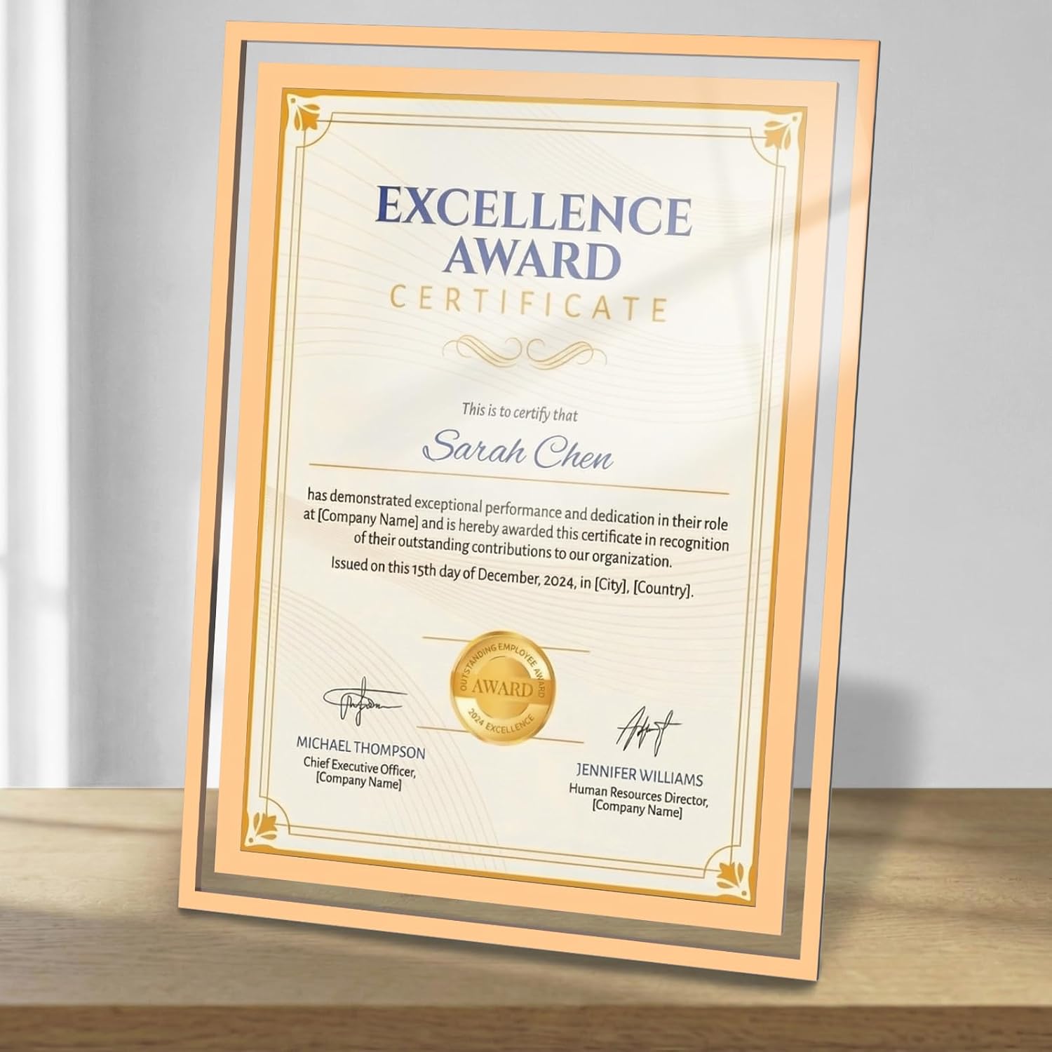 Trophy Award,Certificate Frame,Crystal Award Frames, 1 PCS | Employee of the Month Plaque, Holds A4 Diploma