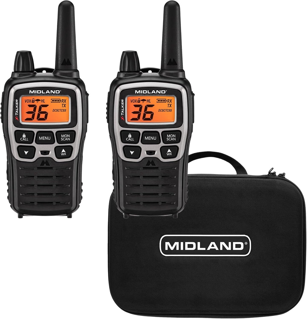 T77VP5 X-Talker FRS Walkie Talkie, Black | Licence Free, Up to 38 Mile Radius, 36 Channels, 121 Privacy Codes