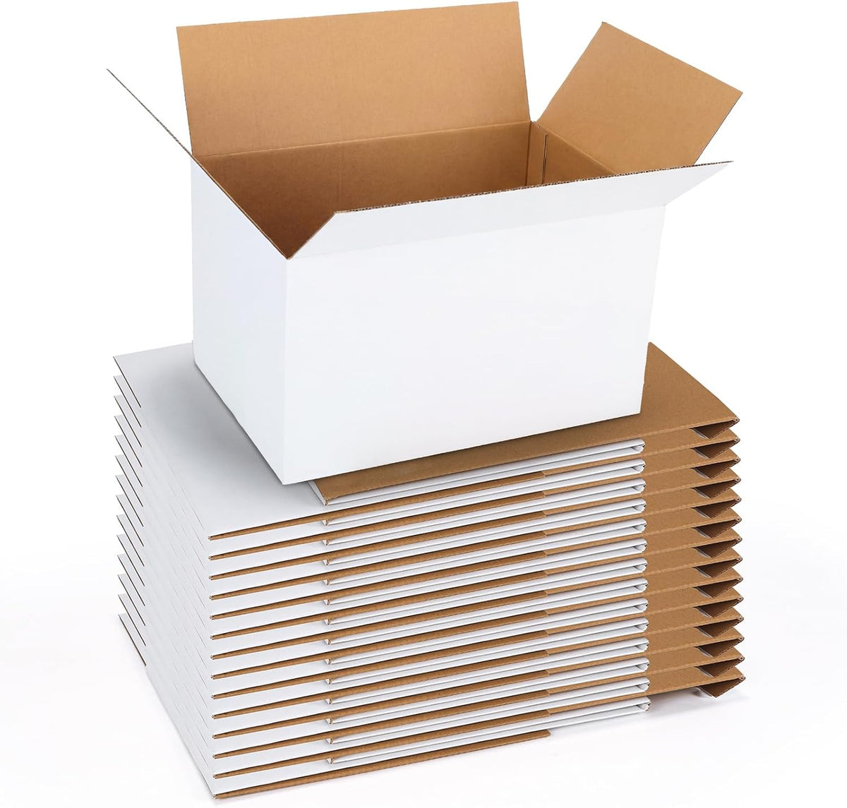 12x9x8 Shipping Boxes 15 Pack, White Corrugated Cardboard Boxes with Side-Lock and Pre-Applied Double-Sided Tape