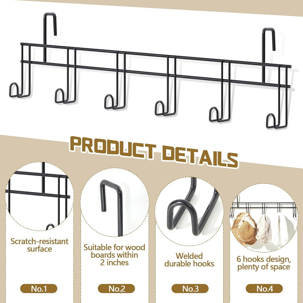 6 Hook 2 Pcs Bridle Hooks Tack Room Metal Wall Hangers Rack, Black