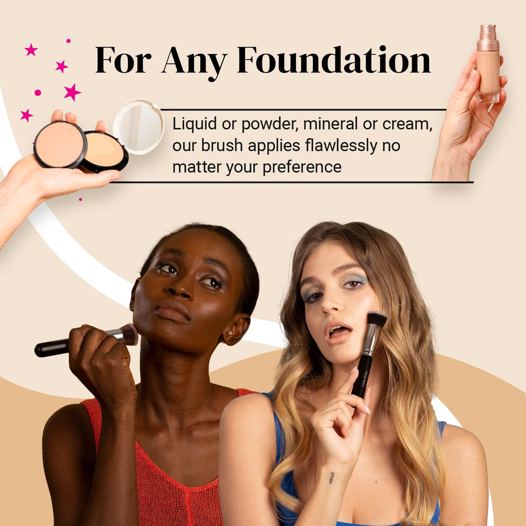 Flat Top Kabuki Foundation Brush By KESHIMA, Premium Makeup Brush | For Liquid, Cream, and Powder - Buffing